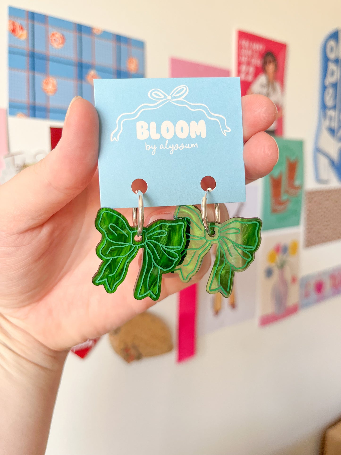 eleanor - green bow hoops