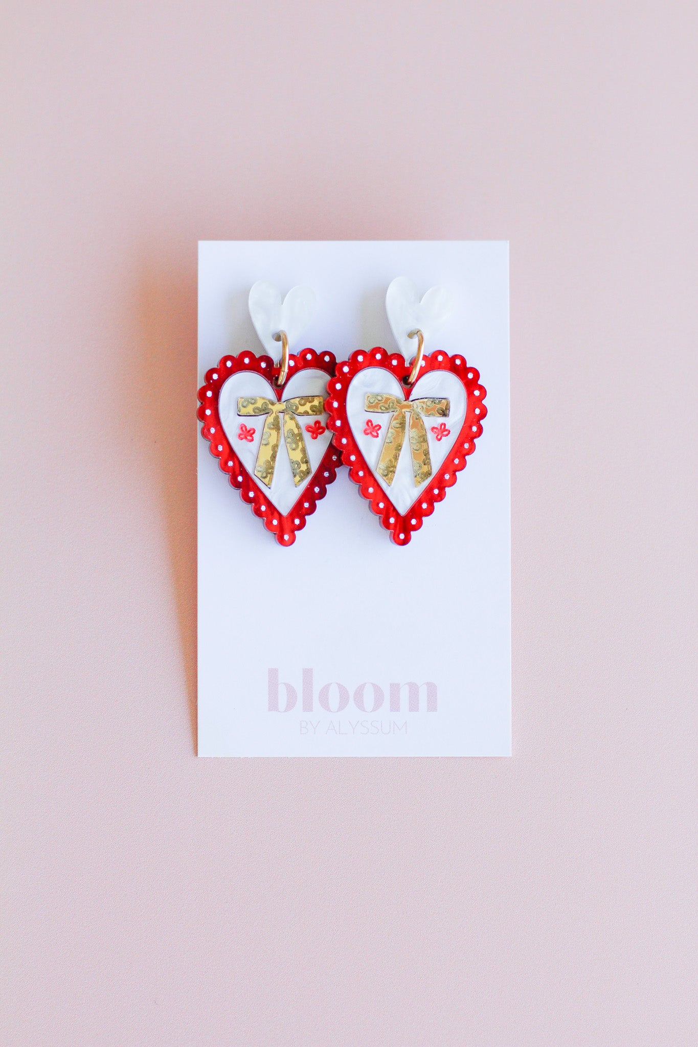 josephine - floral bow vintage heart dangles