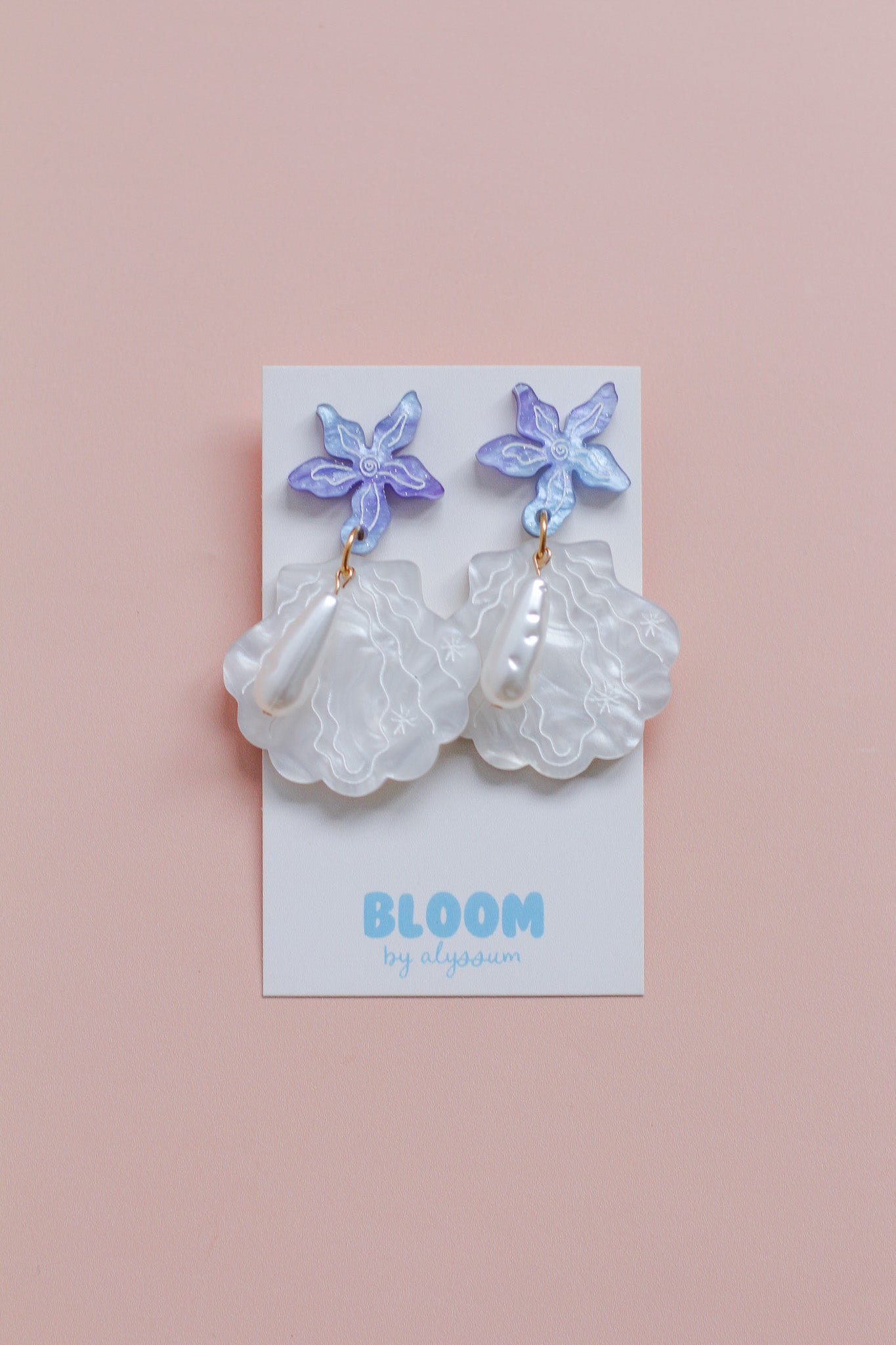 aquamarine - shell & starfish mermaid dangles