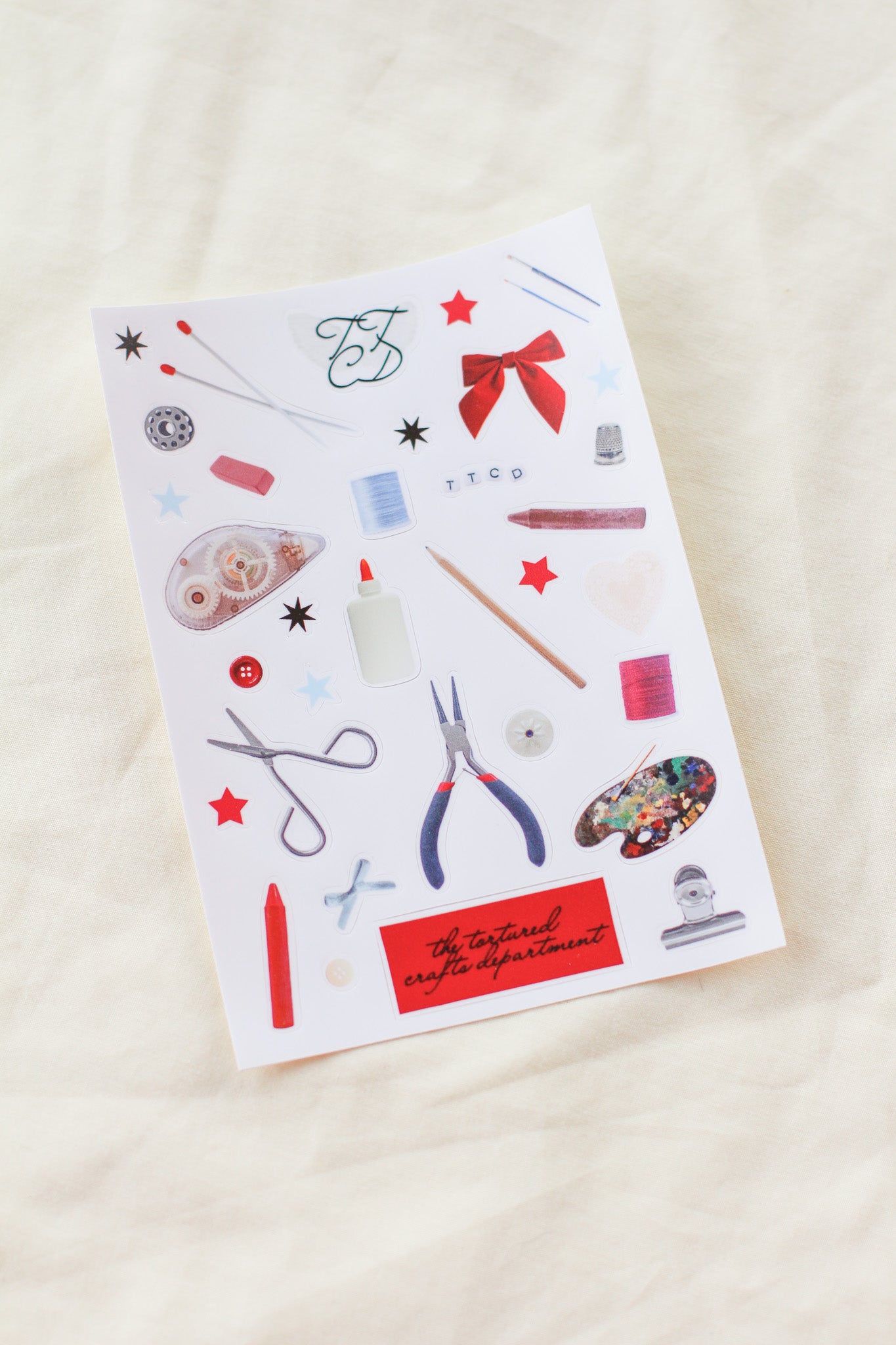 the tortured crafts department sticker sheet