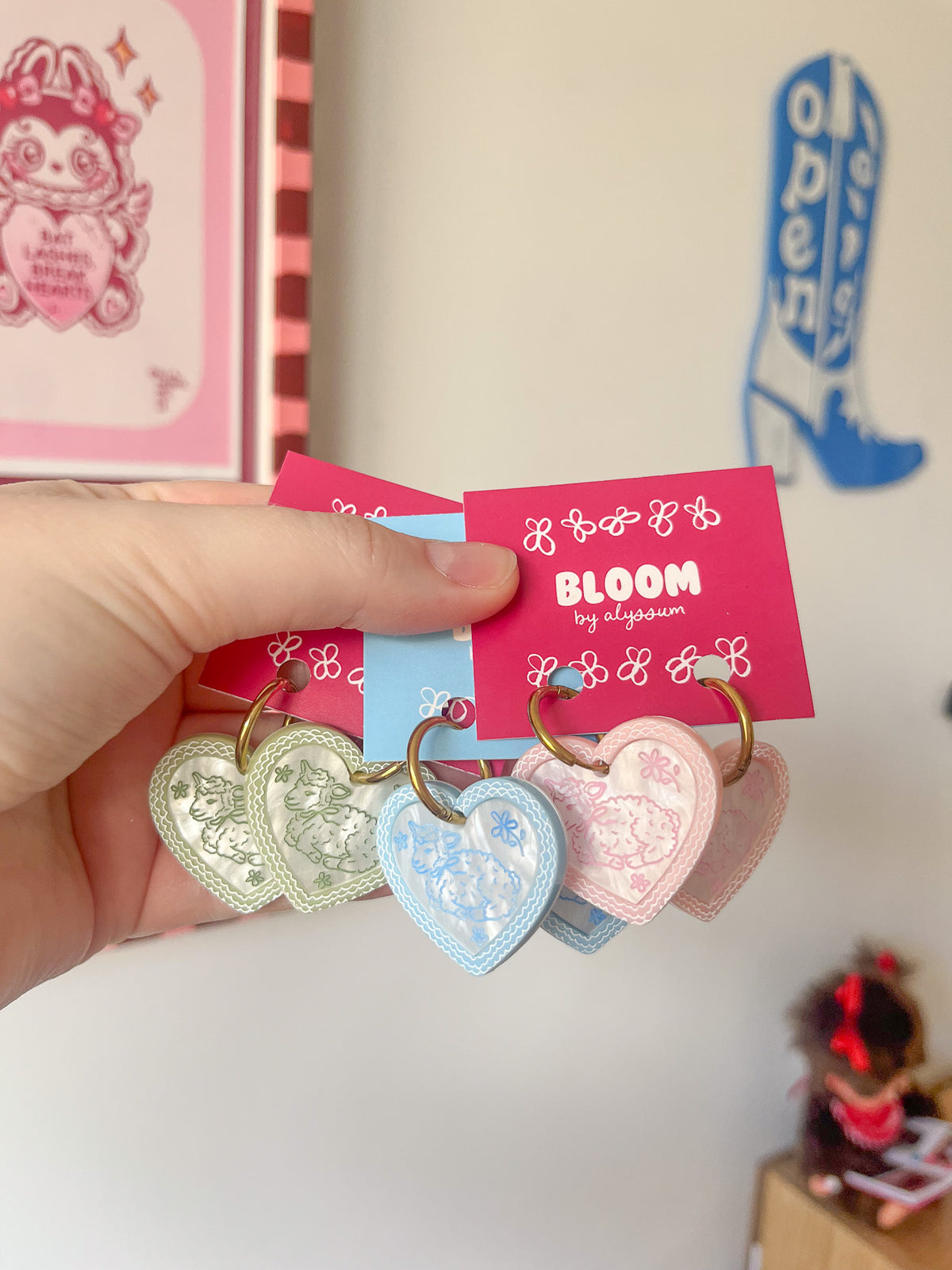 margot - lamb heart hoop earrings