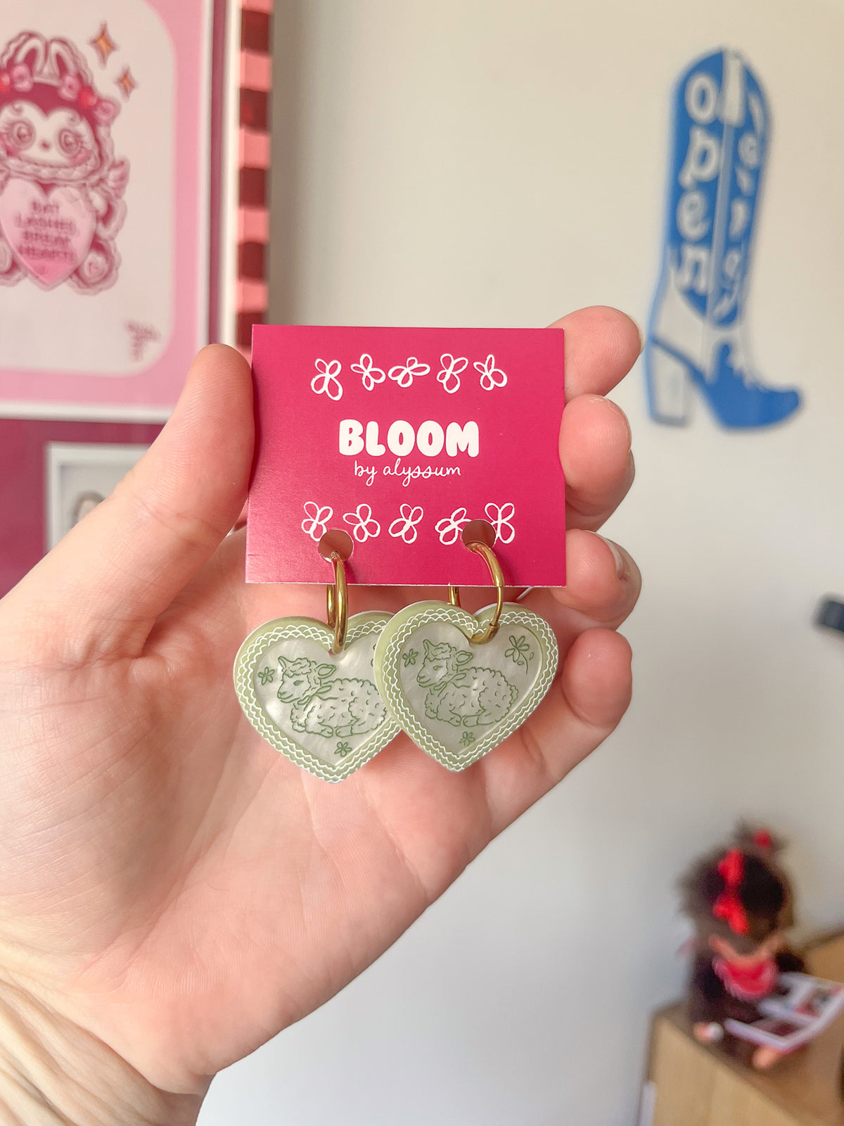 margot - lamb heart hoop earrings