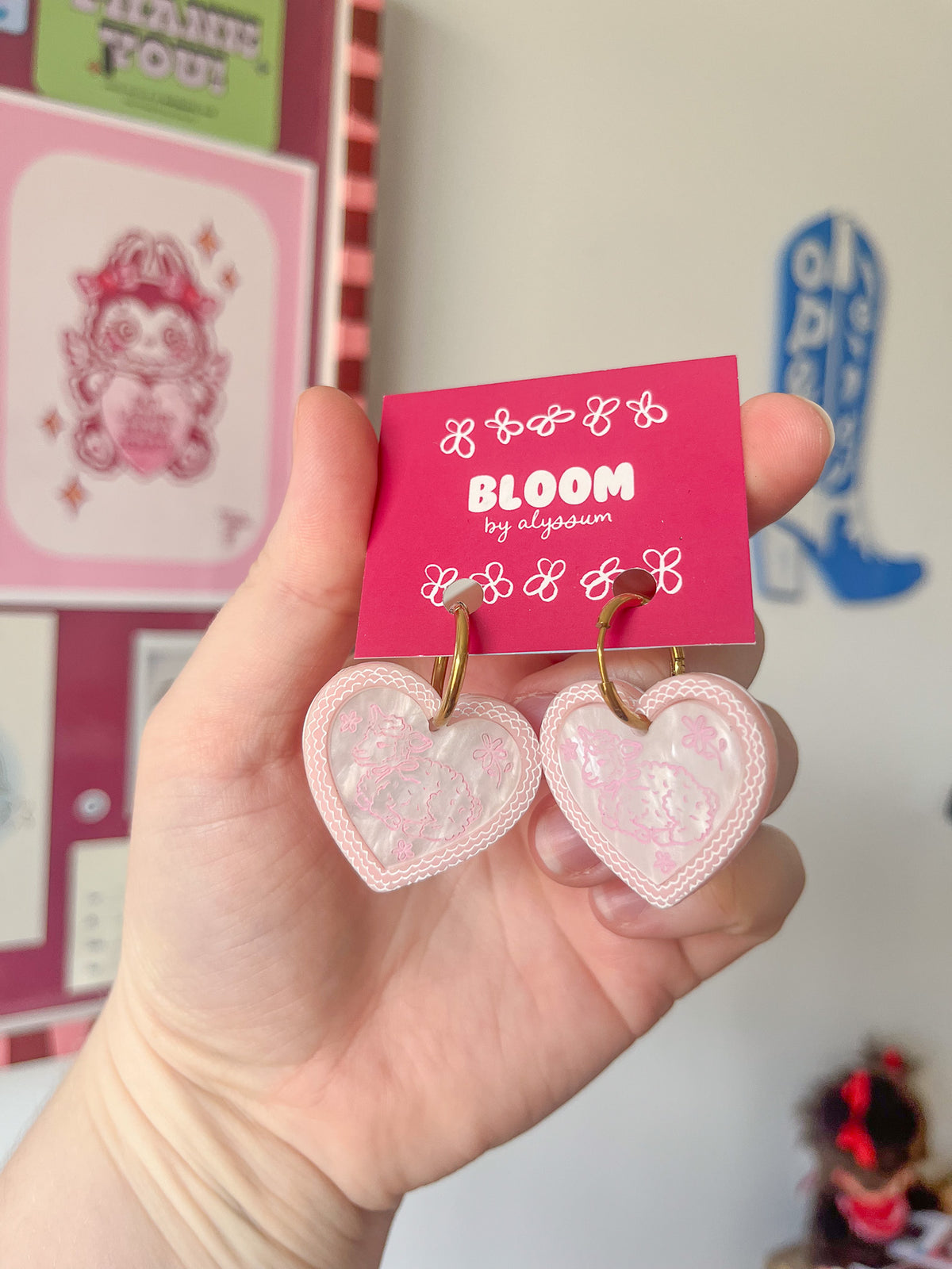 margot - lamb heart hoop earrings