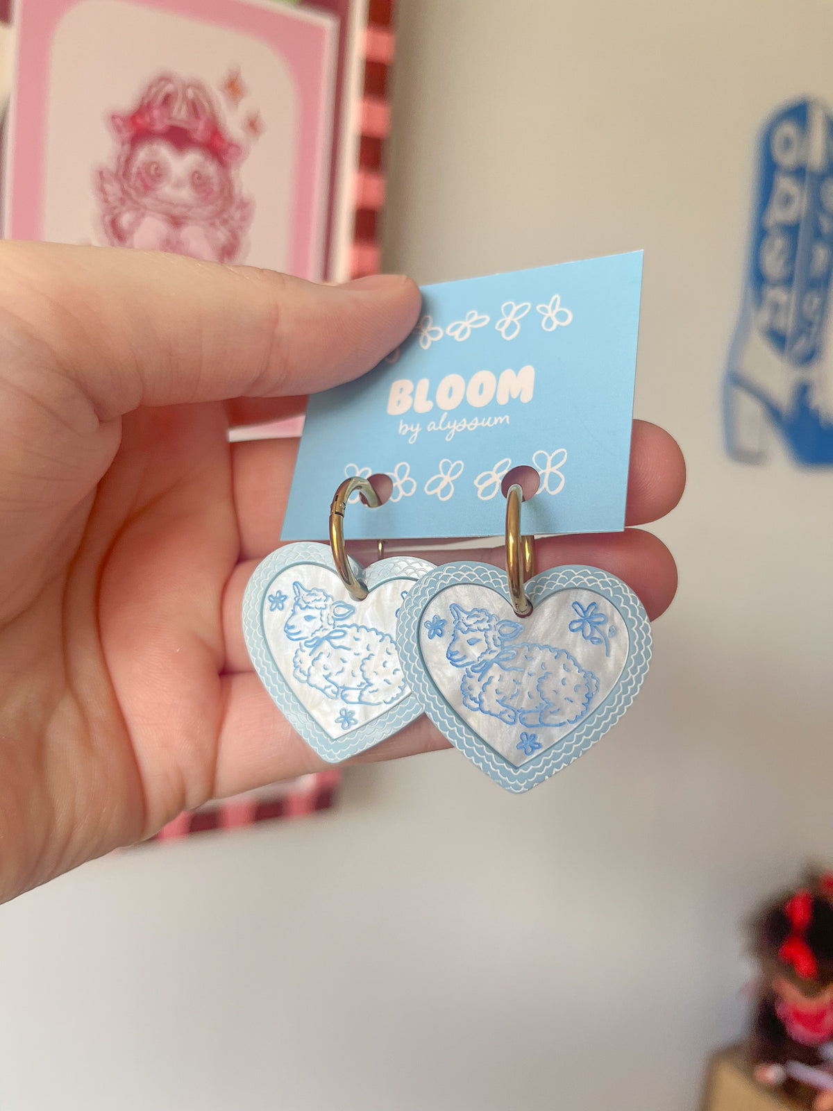 margot - lamb heart hoop earrings