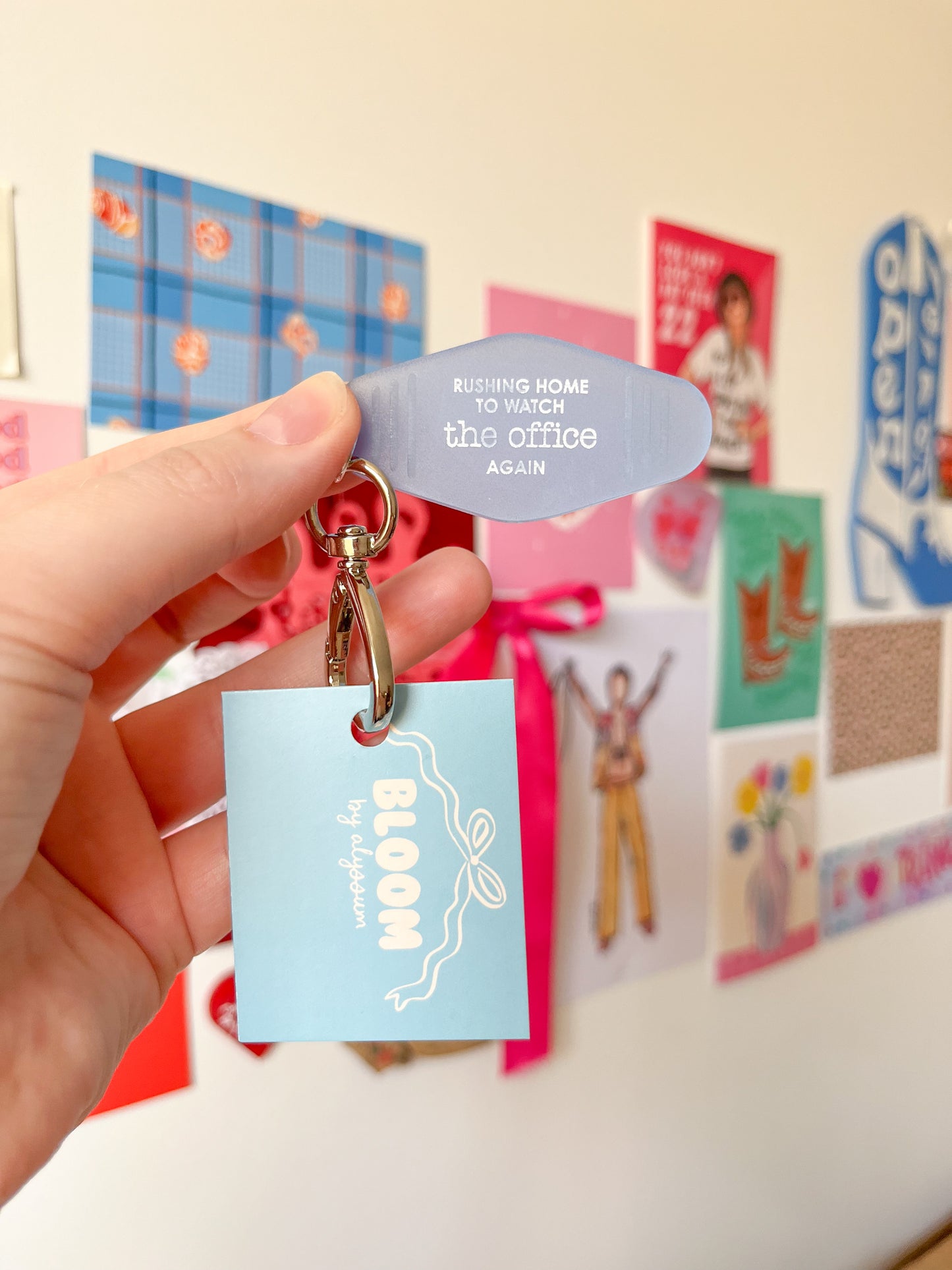 the office keychain blue