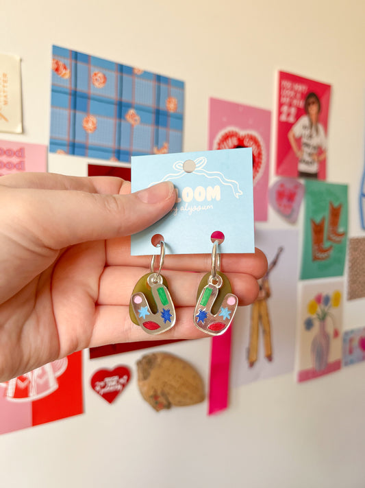 charmaine - olives & silver horseshoes hoops