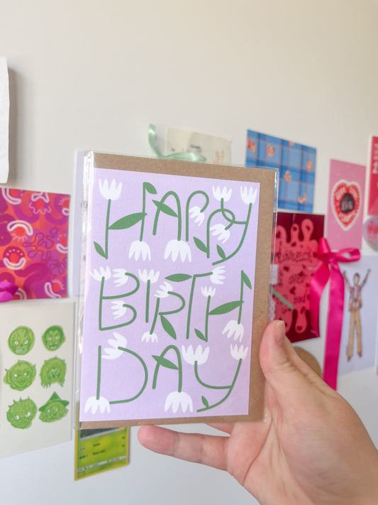 happy birthday floral card