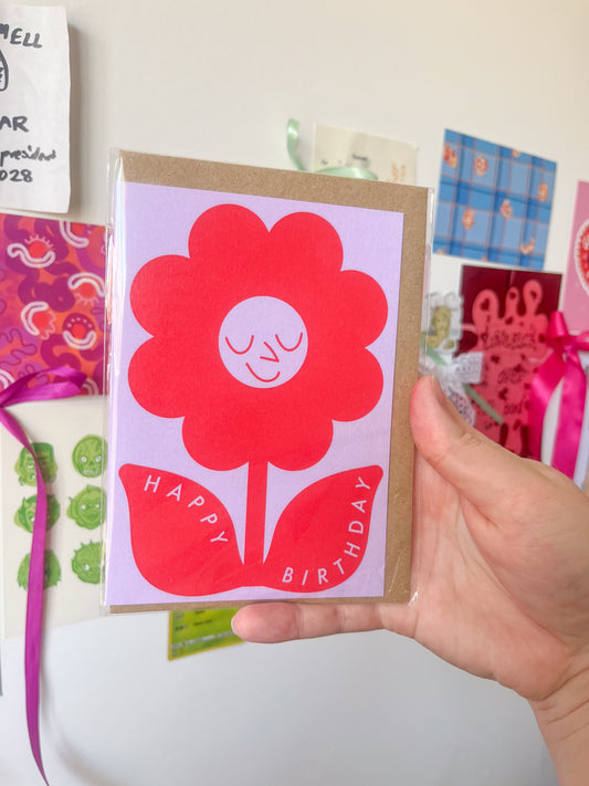 happy birthday flower card