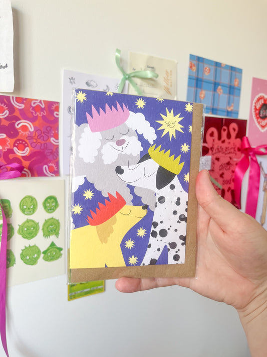 three wise dogs card