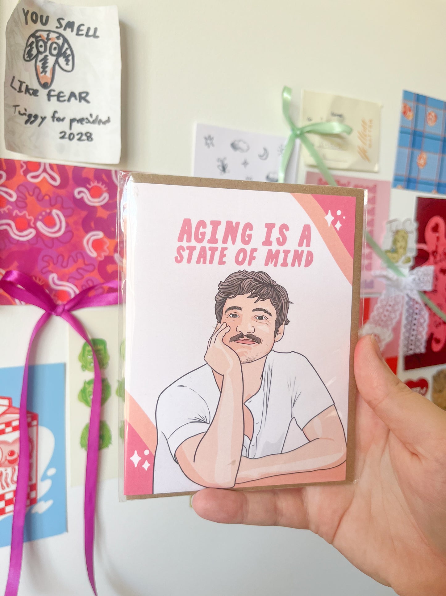 aging is a state of mind - pedro pascal card