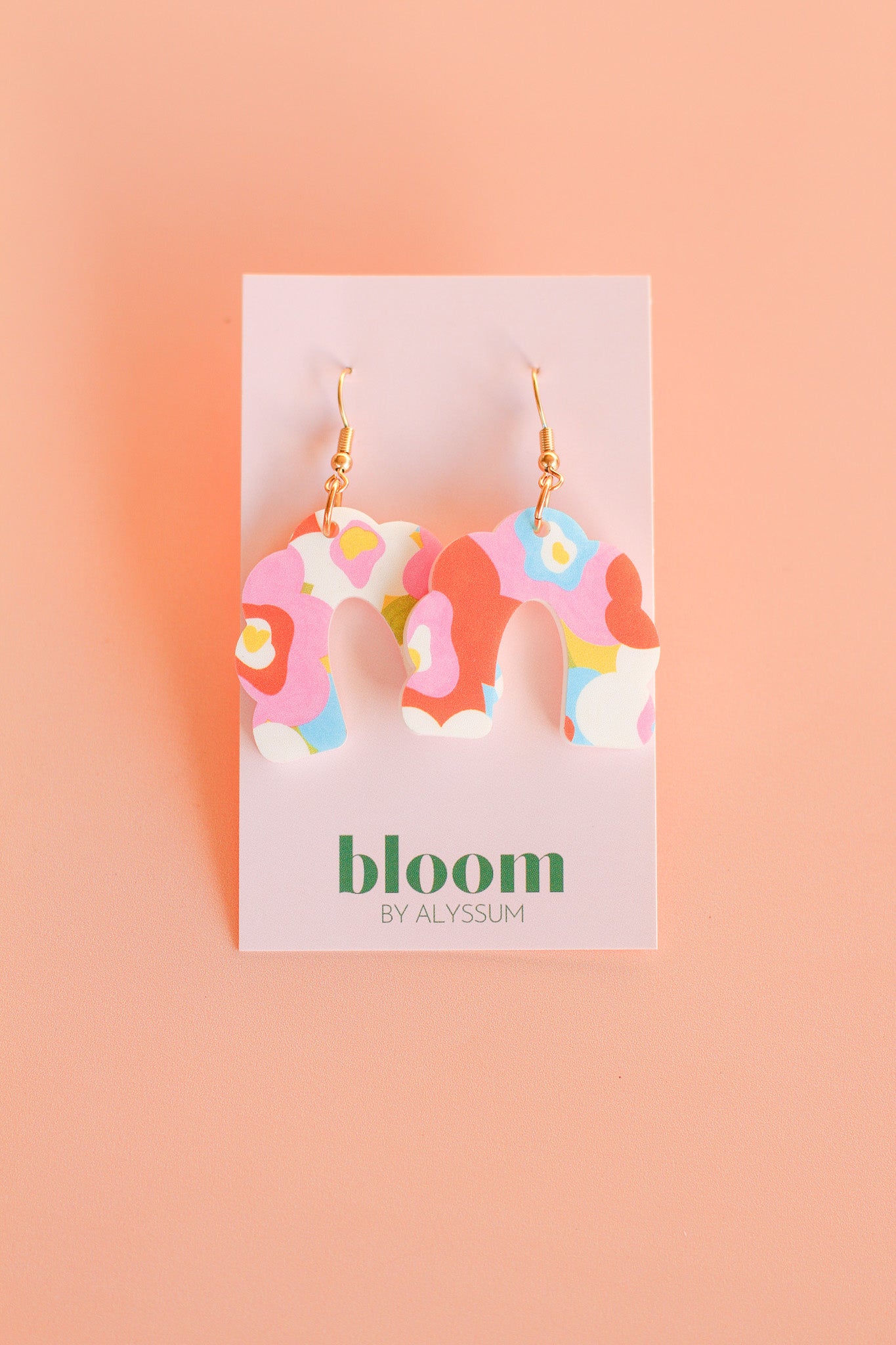 barbara - flower print arch dangles