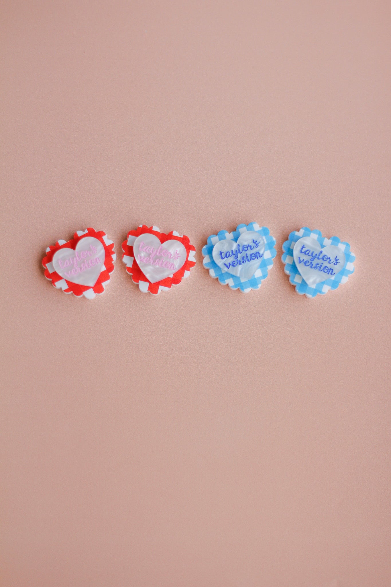 effie - gingham frilly heart studs