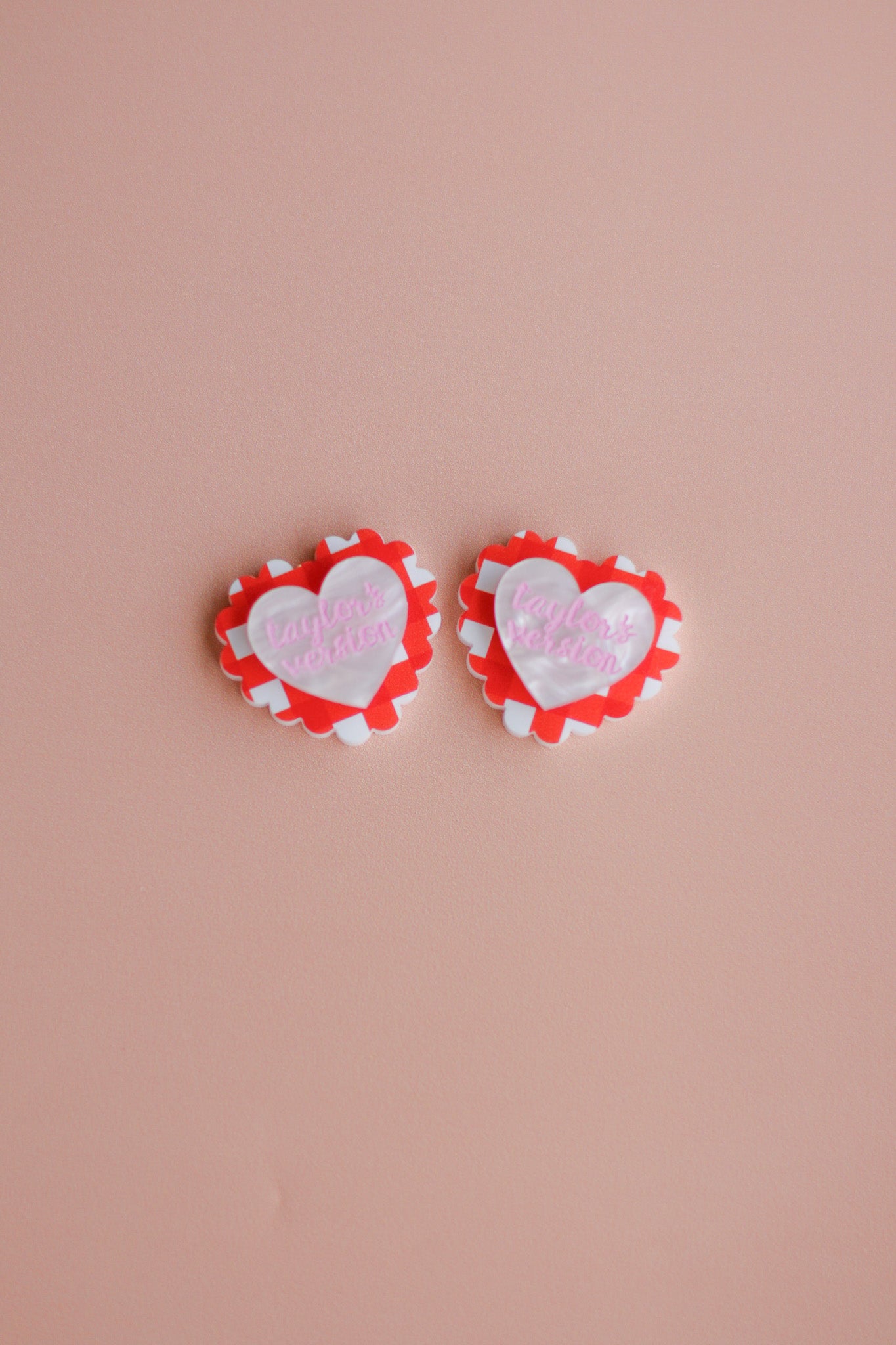 effie - gingham frilly heart studs