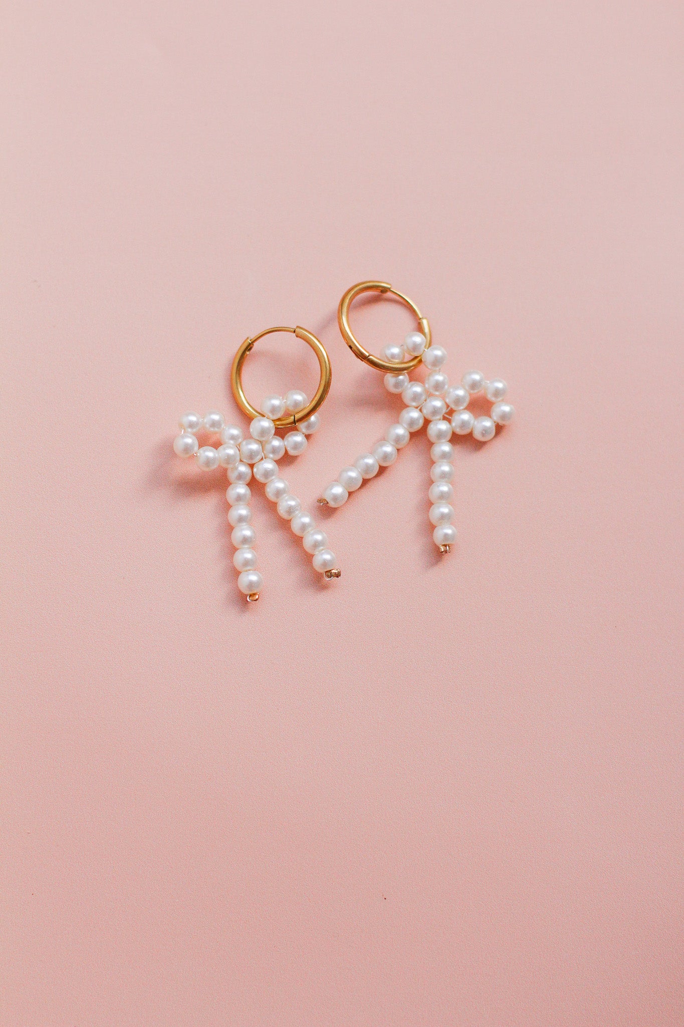 charlotte - white beaded bow hoops