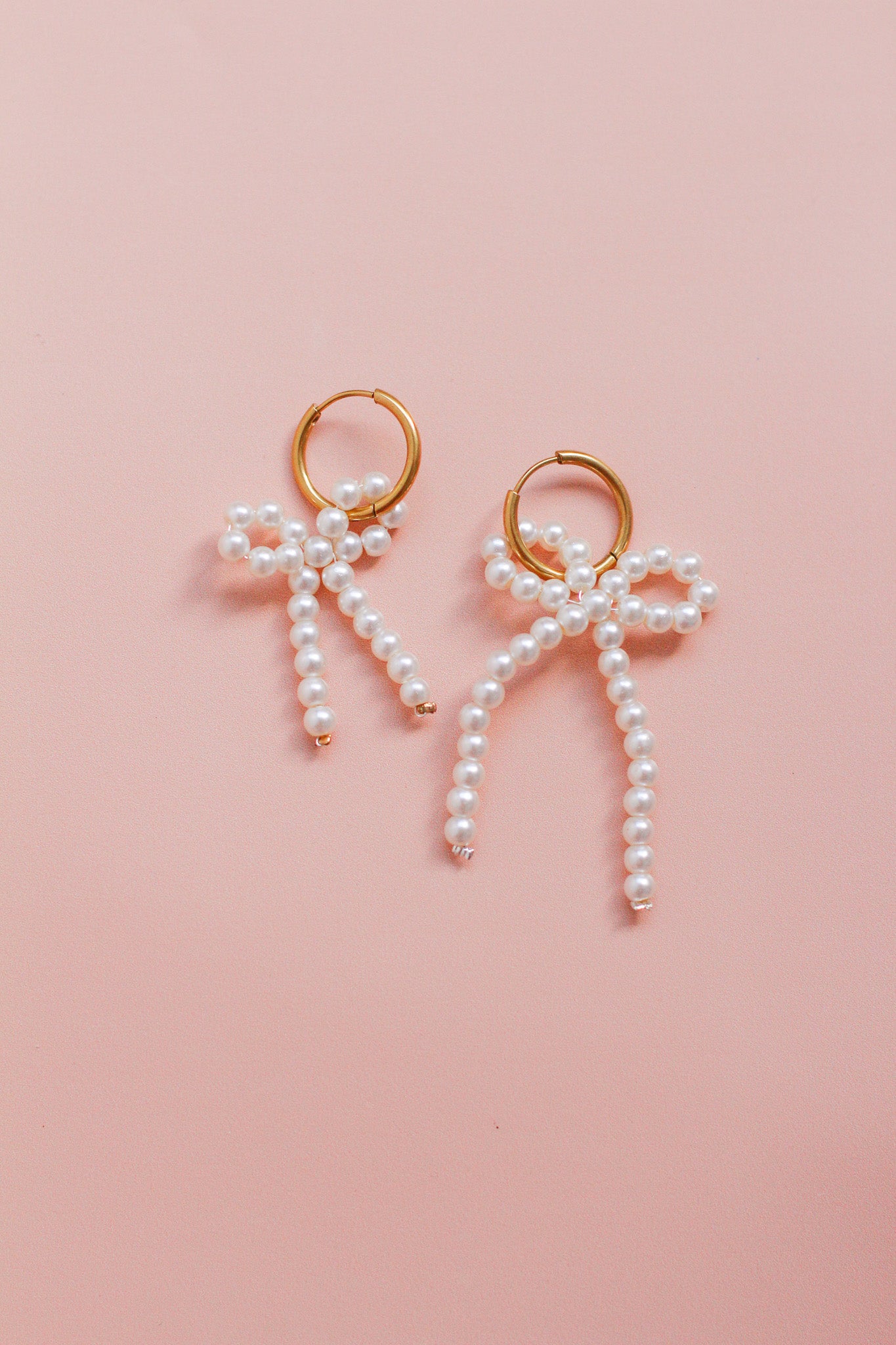 charlotte - white beaded bow hoops