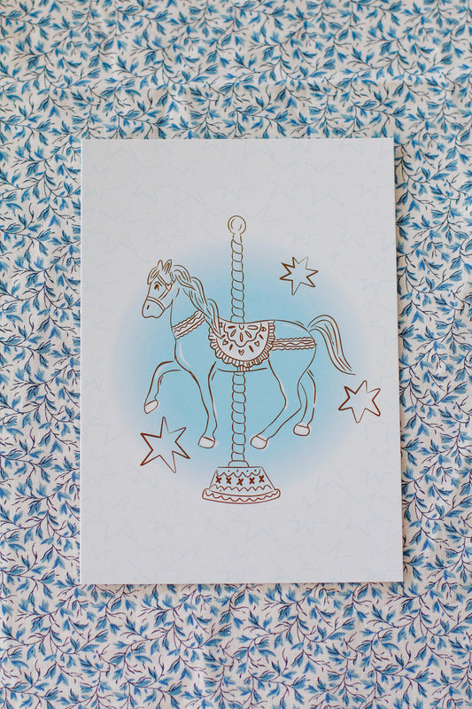 prancer carousel horse postcard