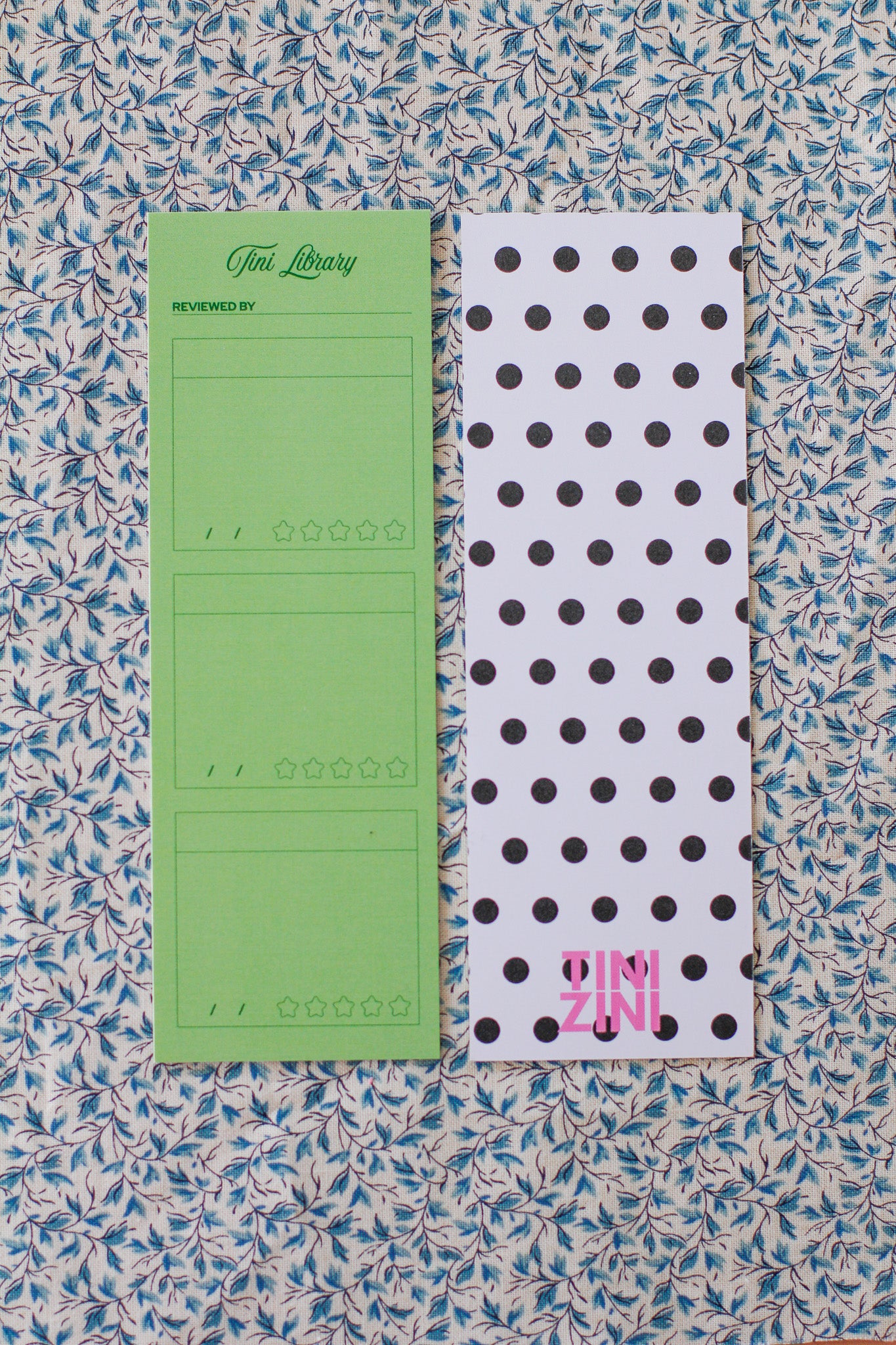 TINI ZINI green review bookmark