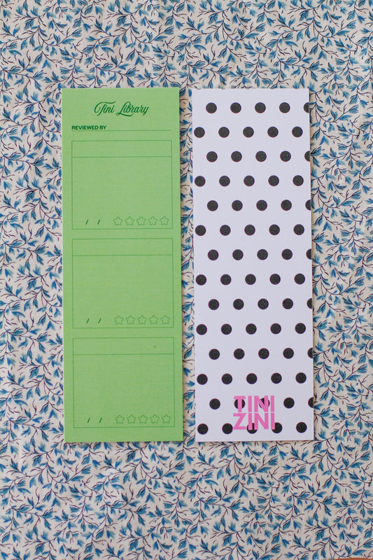 TINI ZINI green review bookmark