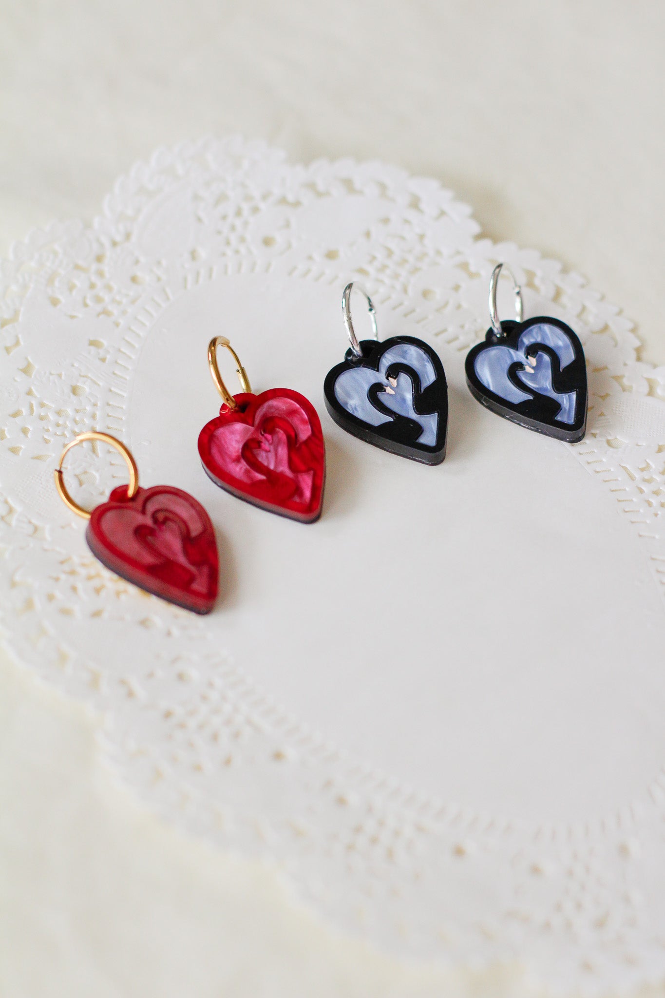 odette - swan locket hoop earrings