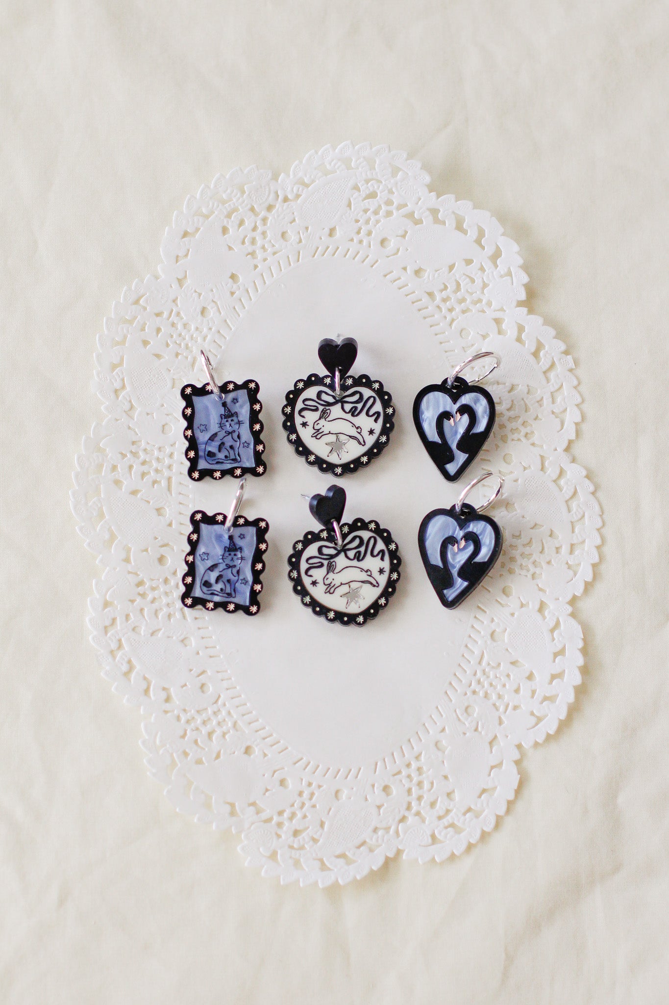 odette - swan locket hoop earrings