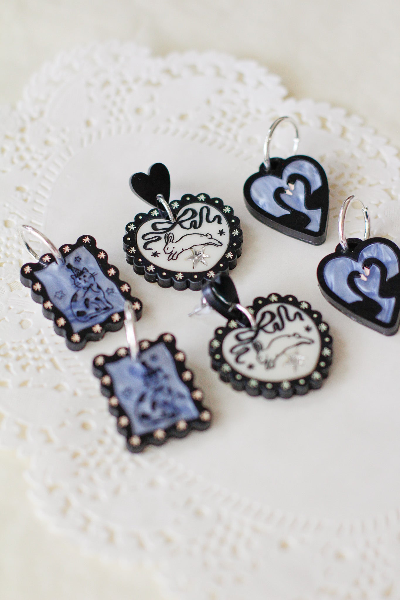 mopsy - cosmic bunny dangle earrings