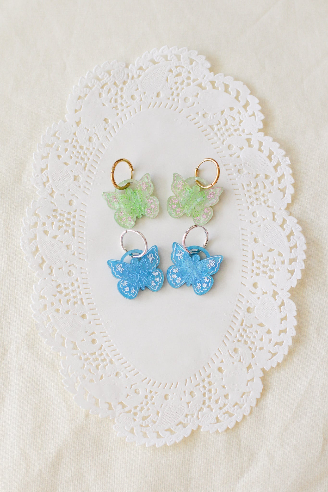 wander - butterfly hoop earrings