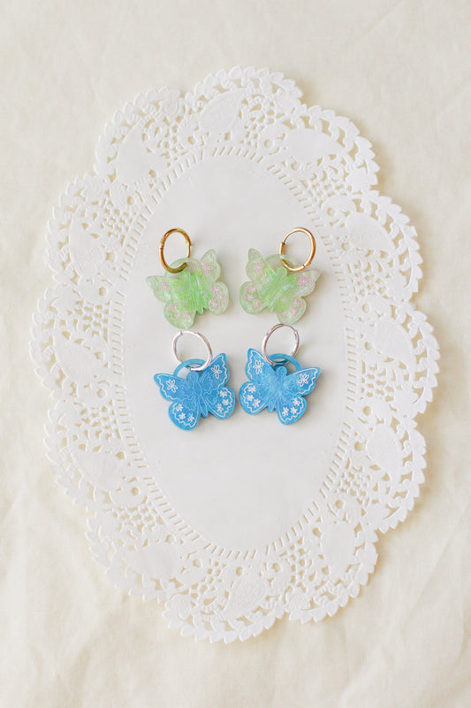 wander - butterfly hoop earrings