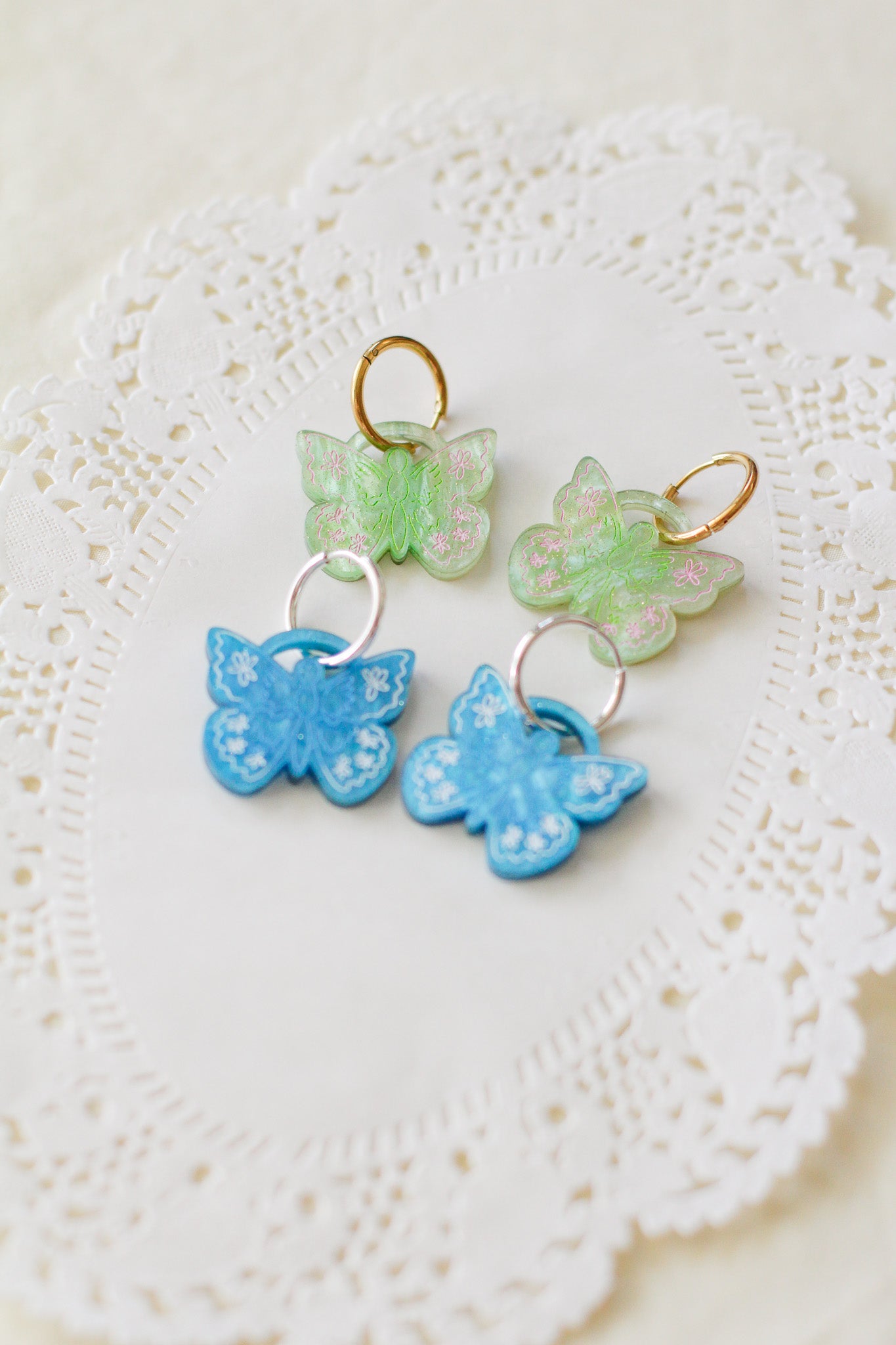 wander - butterfly hoop earrings