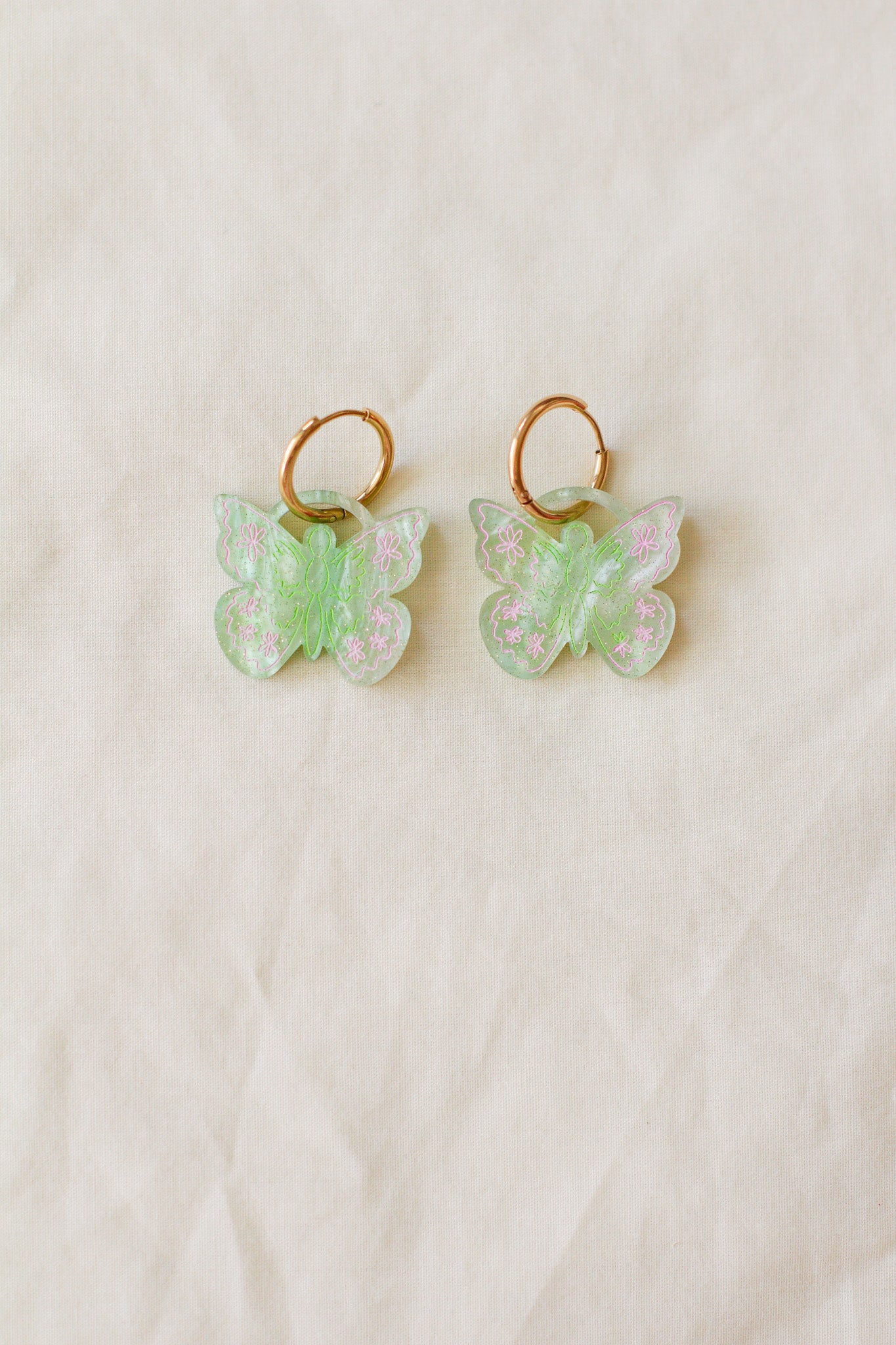 wander - butterfly hoop earrings