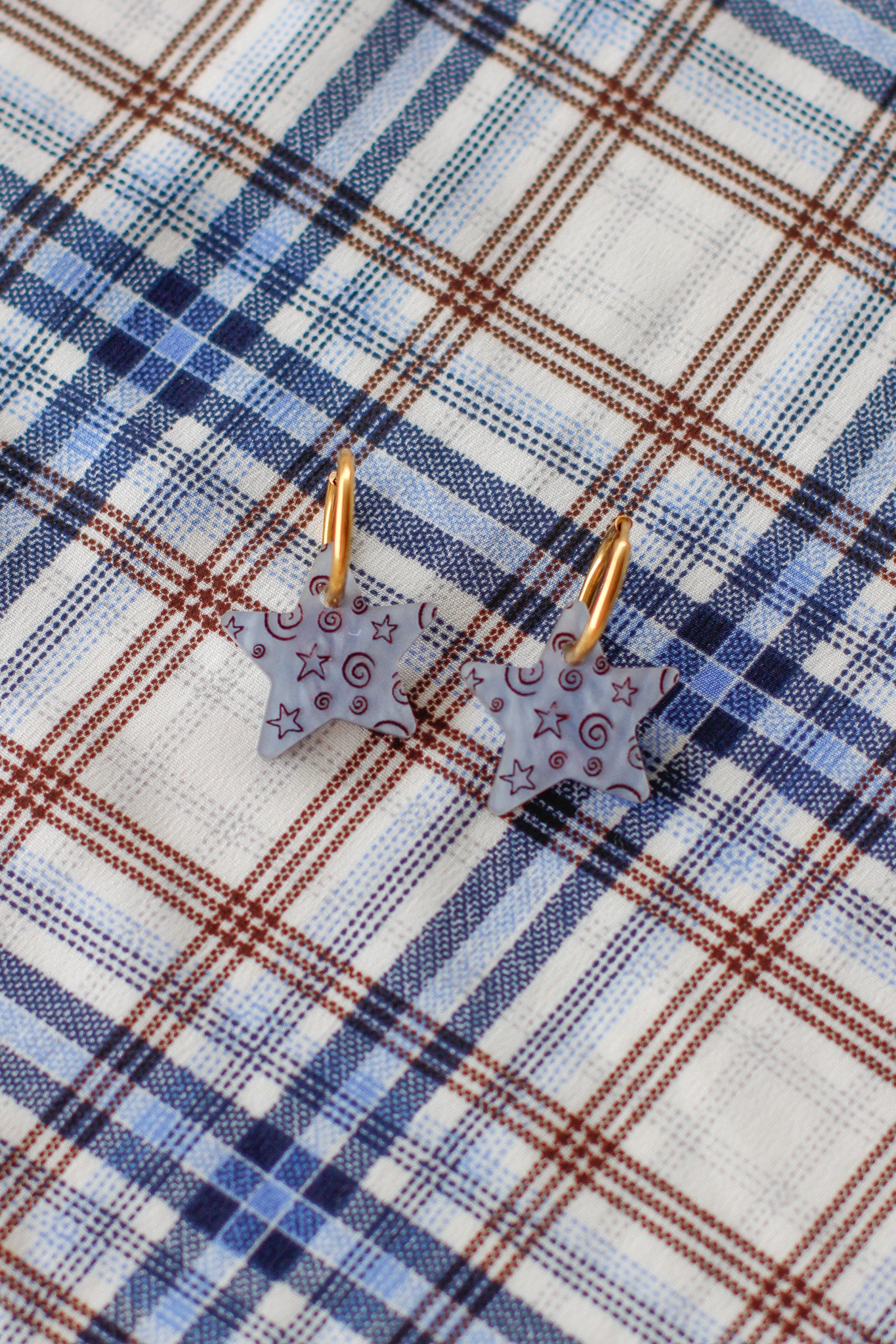 MADE TO ORDER audrey - swirl pattern star hoop earrings