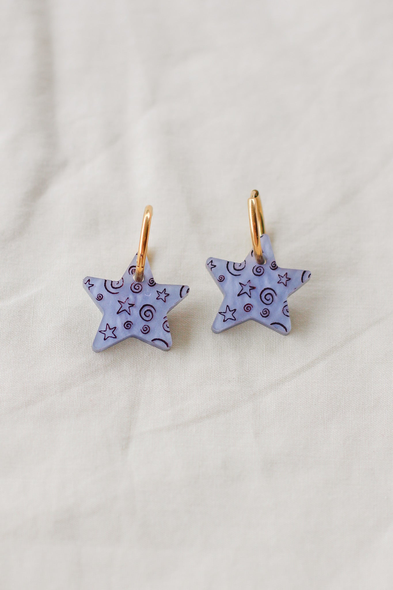 MADE TO ORDER audrey - swirl pattern star hoop earrings