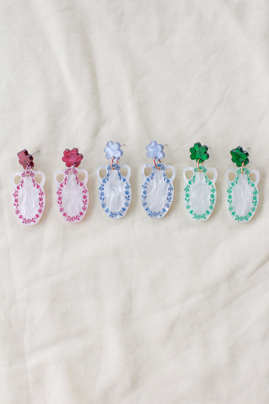 sylvia - floral vase dangle earrings