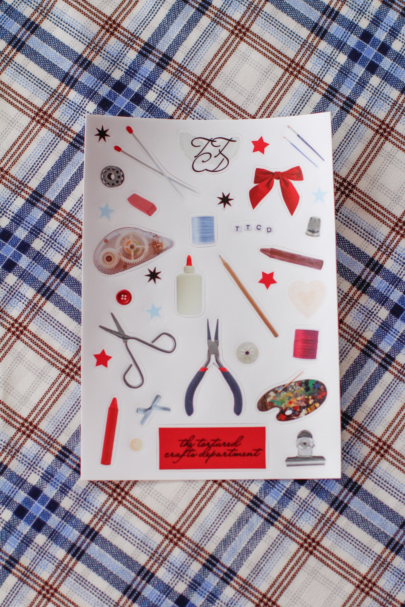 the tortured crafts department sticker sheet