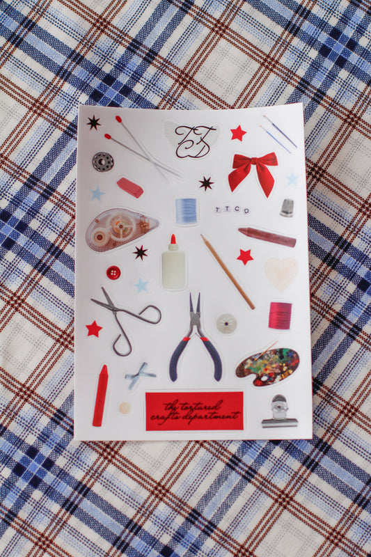 the tortured crafts department sticker sheet
