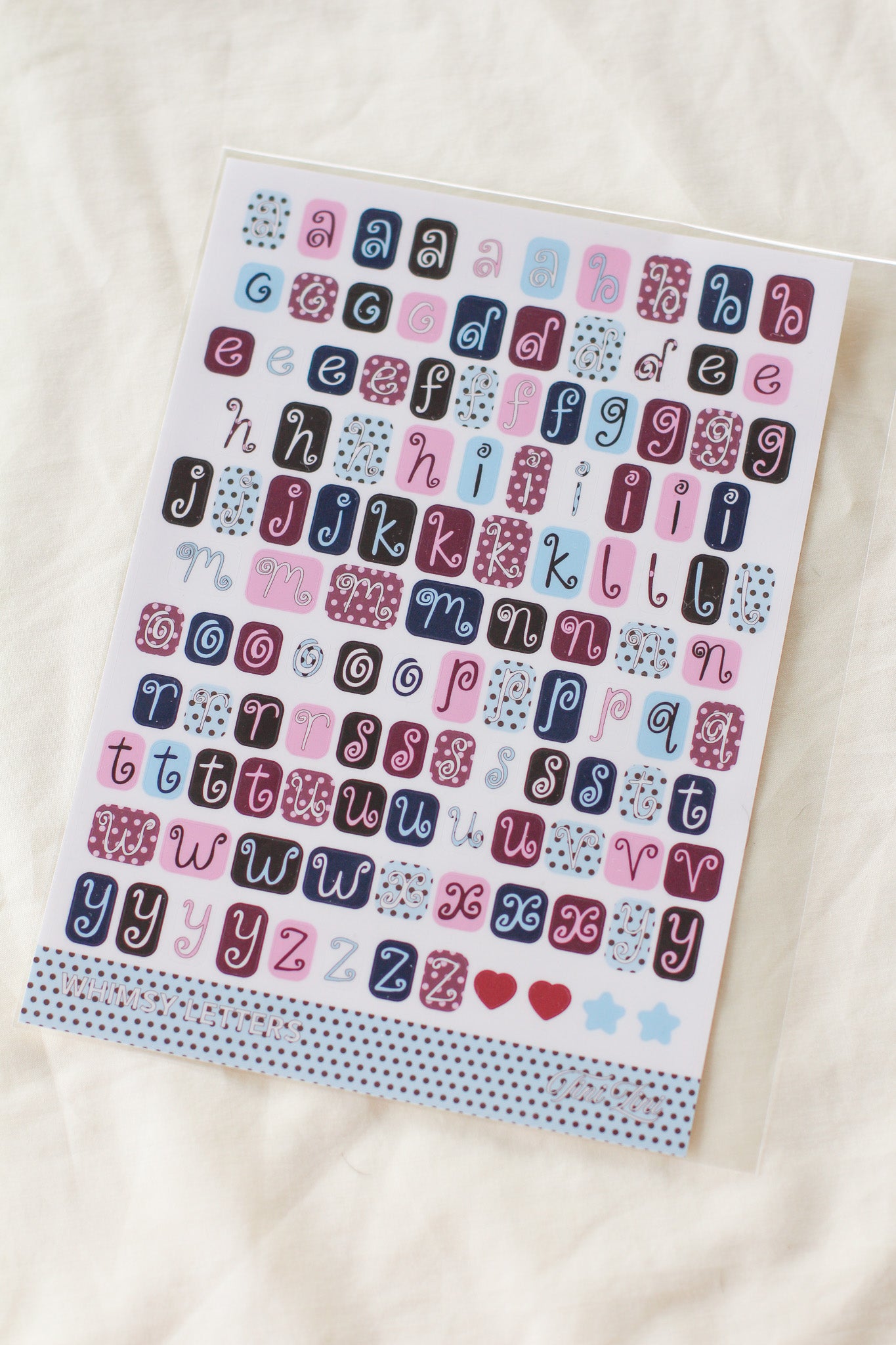 TINI ZINI whimsy letters sticker sheet