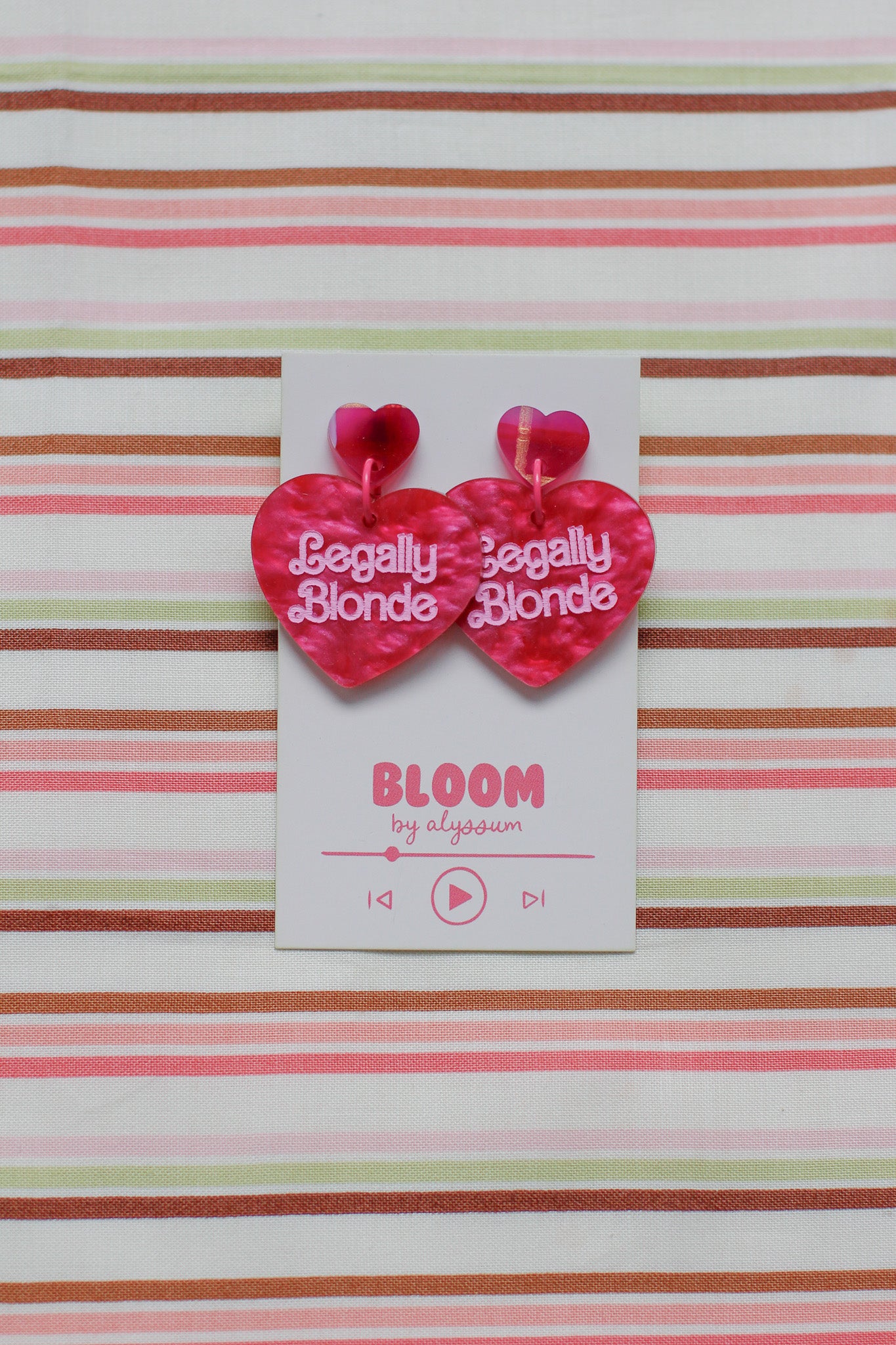elle - legally blonde inspired heart dangle earrings