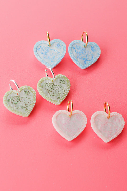 margot - lamb heart hoop earrings