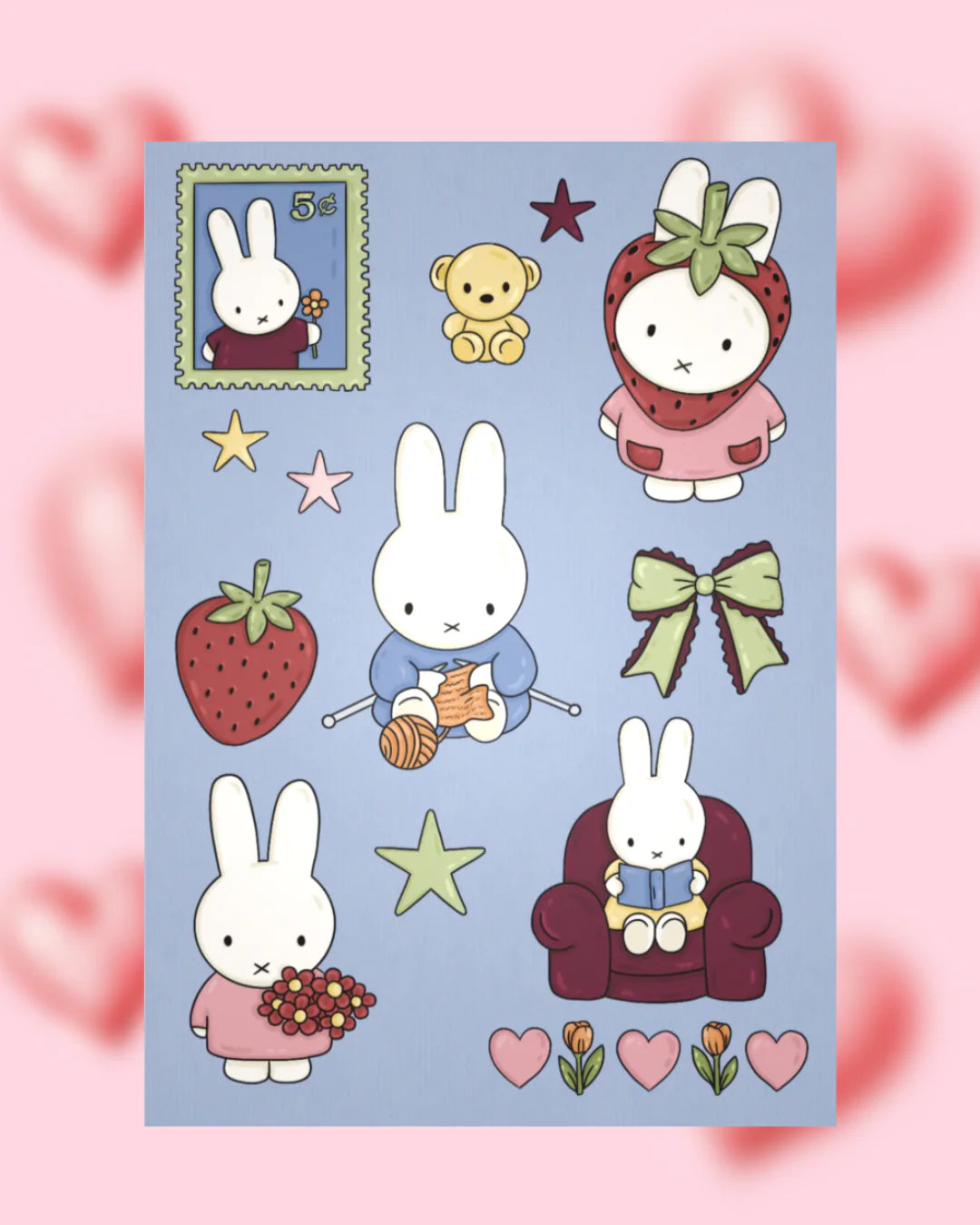 Miffy Inspired Collage Art Print BI(ES)D. x BLOOMS